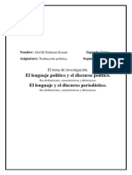 El Lenguaje Político y El Discurso Político. El Lenguaje y El Discurso Periodístico