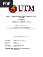 Safety & Health Officer: Introductory Course GLRT0060 UTM Professional Skills Certificate