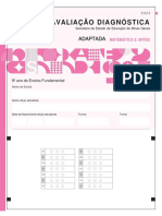 9 Ano Avaliação Diagnóstica Matemática e Artes - Adaptada Ok