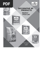 Decorative XP Products: Dealers' Price List