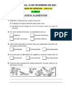 Aula 01 - Ciências - Cadeia Alimentar - Atividade