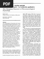 The Changing Character of Phenomenological Psychology