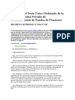 Aprueban El Texto Unico Ordenado de La Ley Del Sistema Privado de Administración de Fondos de Pensiones