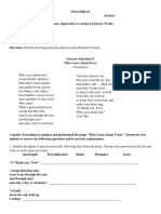 ENGLISH ACTIVITY Using Various Approaches To Analyze A Literary Text