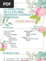 La Estructura de La Palabra. Monemas: Lexemas Y Morfemas: Profesora