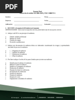 Examen Formacion de Auditor ISO 9001 FSSC 22000