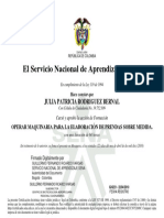 Certificado Maquina Plana