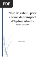 Note de Calcul Pour Citerne de Transport D'hydrocarbures: Selon l'EN 13094