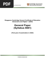 General Paper (Syllabus 8881) : Singapore-Cambridge General Certificate of Education Advanced Level Higher 1 (2024)