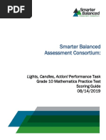 Grade 10 Math Performance Task Practice Test Scoring Guide Lights Candles Action