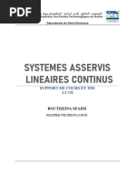 COURS Systèmes Asservis Linéaires Continus L2GE 2022 PDF