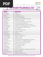 7th Grade Vocabulary List