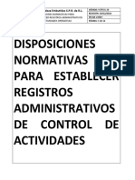 Disposiciones Normativas para Establecer Registros Administrativos de Control de Actividades