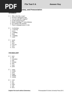 File Test 5 A Answer Key: Grammar, Vocabulary, and Pronunciation