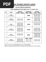 2021-2022 1st Sem PGDE Exams Time-Table PDF