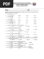 English Math Diagnostic Grade 6