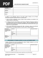 Declaration by Manufacturer ePCS FOR 01 5