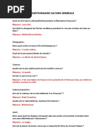 Questionnaire Culture Generale