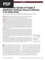 The Economic Burden of Fragile X Syndrome:: Healthcare Resource Utilization in The United States