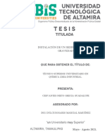 Instalación de Un Sedimentador Por Gravedad.: Técnico Superior Universitario en Química Área Industrial