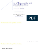 Derivative of Exponential and Logarithmic Functions: 2nd Semester, 2022-2023