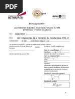 Mémoire Présenté Le: Pour L'obtention Du Diplôme Universitaire D'actuariat de l'ISFA Et L'admission À L'institut Des Actuaires