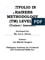 Portfolio in Trainers Methodology (TM) Level 1: (Trainer/ Assessor)