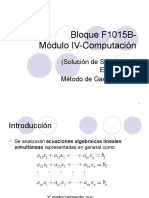 Bloque F1015B-Módulo IV-Computación: (Solución de Sistemas de Ecuaciones - Método de Gauss Simple)