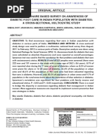 A Questionnaire Based Survey On Awareness of Diabetic Foot Care in Indian Population With Diabetes: A Cross Sectional Multicentre Study