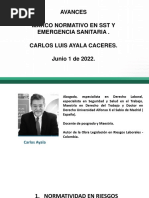 Avances en Legislacion en Riesgos y Emergencia Sanitaria. Dr. Carlos Luis Ayala C.