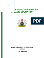 National Policy On Gender in Basic Education: Federal Ministry of Education Nigeria JANUARY 2006