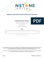 Mandate and Application Entered Into Between: Sunstone Capital Limited