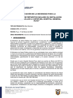 Identificación de La Necesidad para La "Adquisición de Repuestos Incluido Su Instalación para El Autoclave A Vapor Del Hospital General Puyo "