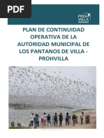 Plan de Continuidad Operativa de La Autoridad Municipal de Los Pantanos de Villa - Prohvilla