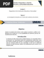 Cátedra Integradora: Relación Institución y Comunidad Educativa