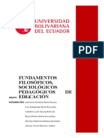 Fundamentos Filosóficos, Sociológicos Y Pedagógicos de La Educación