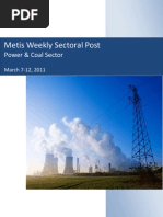 Metis Weekly Sectoral Post: Power & Coal Sector