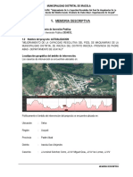 Memoria Descriptiva: Municipalidad Distrital de Irazola Actualización Del Proyecto: "