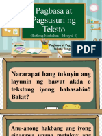 Pagbasa at Pagsusuri NG Teksto: (Ikatlong Markahan - Modyul 4)