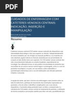 Cuidados de Enfermagem Com Cateteres Venosos Centrais