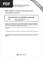 0510 English As A Second Language: MARK SCHEME For The May/June 2012 Question Paper For The Guidance of Teachers