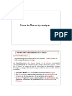 Cours de Thermodynamique: I-Définitions Fondamentales Et Unites