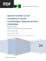 CU00158A Ejercicio Resuelto Uso Contadores Bucle Pseudocodigo Diagrama Flujo