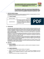 Plan para La Vigilancia, Prevención Y Control de La Salud de Los Trabajadores Con Riesgo de Exposición A Covid-19 Del Proyecto: " "