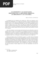 Lo Femenino Y Lo Masculino: Principios de La Identidad Personal Lo Biológico Y Lo Cultural