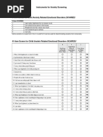 Screening For Anxiety Instruments