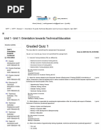 Graded Quiz 1: Unit 1 - Unit 1: Orientation Towards Technical Education