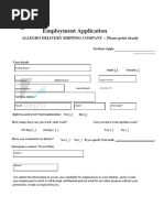 Allegro Delivery Shipping Company Employment Application Form