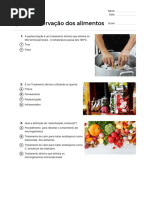 Quiz - Quiz Conservação Dos Alimentos