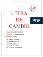 Letra DE Cambio: Asignatura: Curso: Participantes